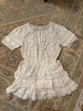 LoveShackFancy White Lace-Trimmed Button Blouse